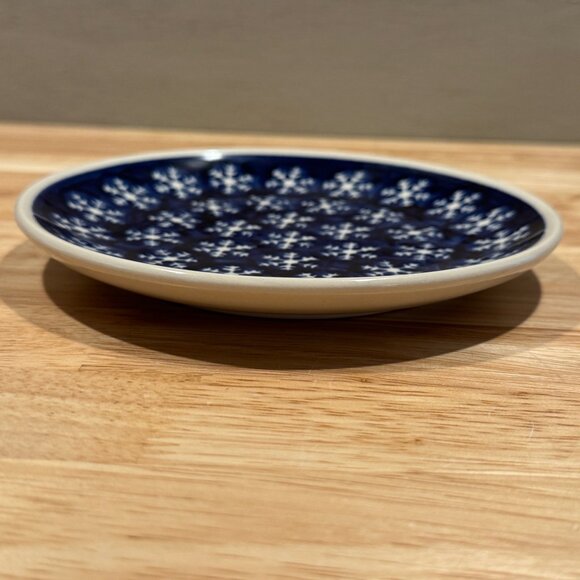 Boleslawiec Handmade SNOWFLAKES Cereal Bowl & Salad Plate Blue and White - Picture 6 of 8